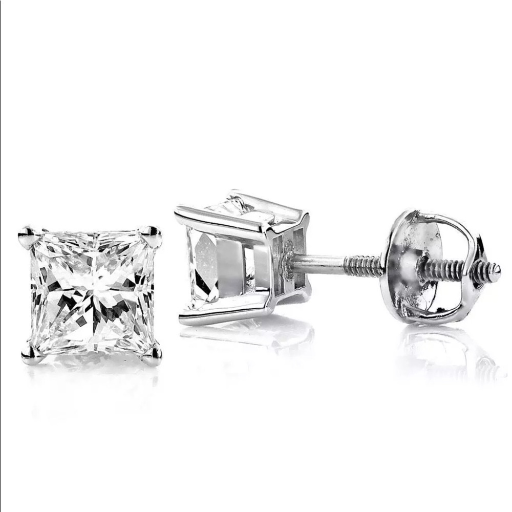 Princess Cut Stud Earrings